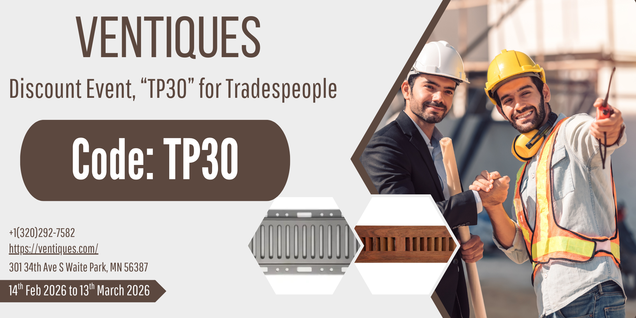 Ventiques Introduces the ‘TP30’ Discount Event for Tradespeople (14th Feb to 13th March 2026)