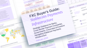 The front cover of FXC Intelligence's Buyer's Guide: Stablecoin Payments Infrastructure