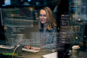Woman reviewing real-time engagement with research participants