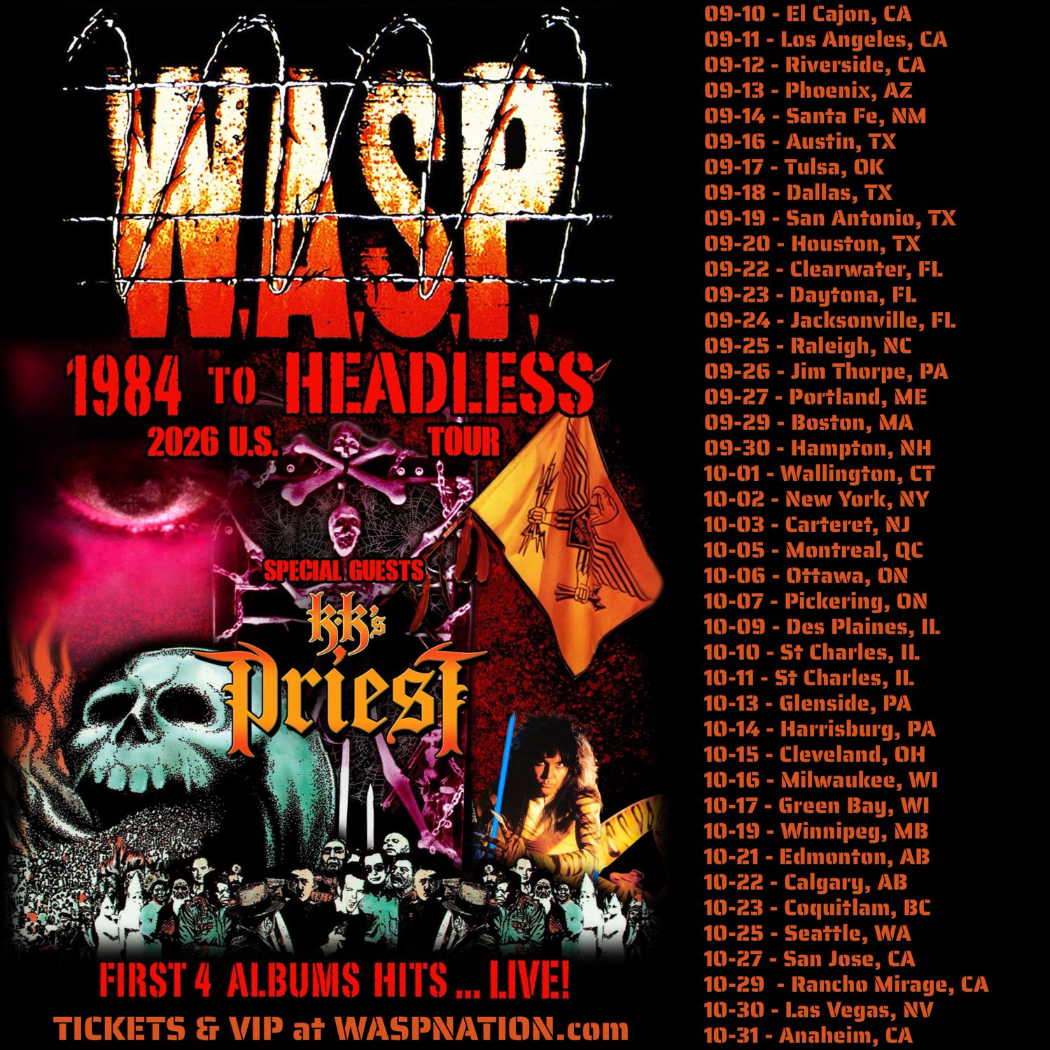 W.A.S.P. Announce the ‘1984 To Headless’ 2026 U.S. and Canada Tour with KK’s Priest as Very Special Guest.