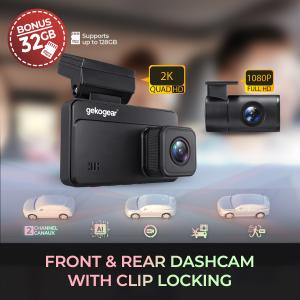 Orbit D220 Front and Rear Dash Cam with Clip Locking