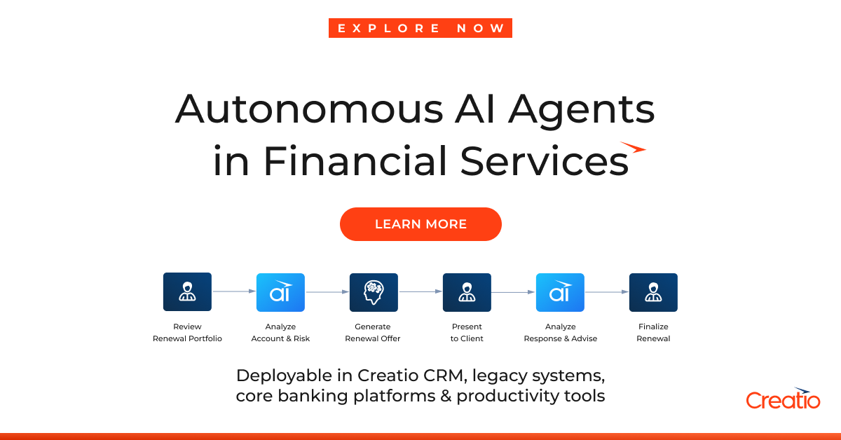 Creatio Introduces Autonomous AI Agents for Financial Services at Live Event