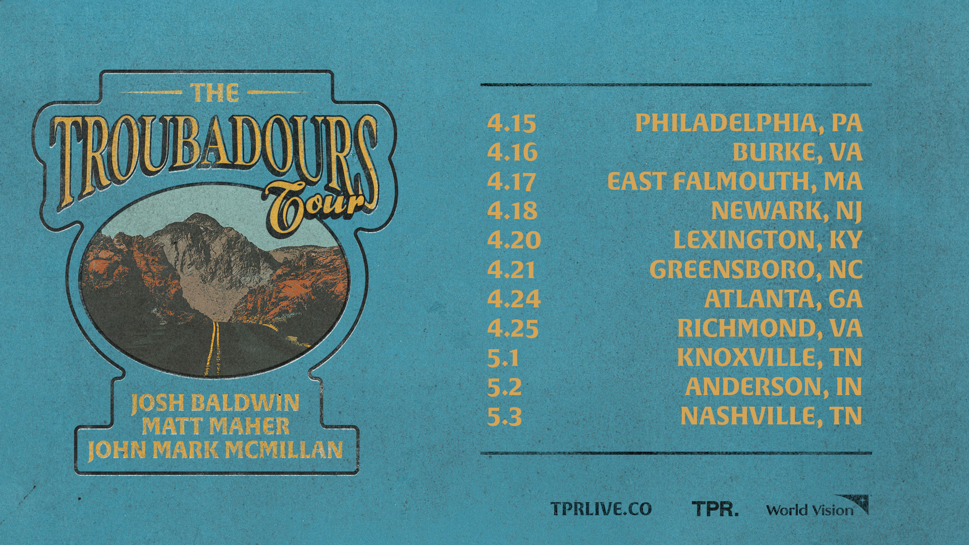 Josh Baldwin, Matt Maher, and John Mark McMillan Announce The Troubadours Tour, a Night of Songs, Stories & Shared Faith