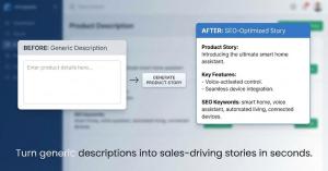 Before and after example of AI generated etsy product description