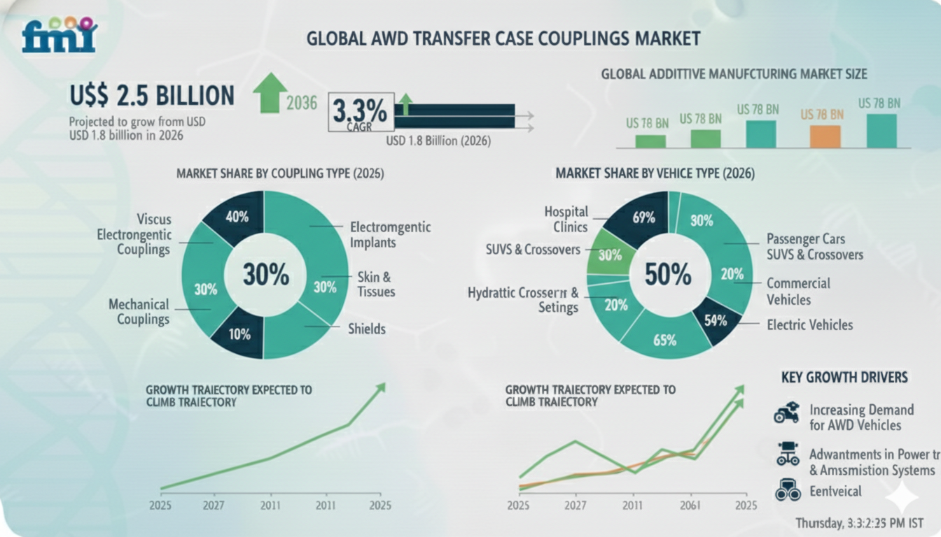 AWD Transfer Case Couplings Market to Reach USD 2.5 Billion by 2036 at 3.3% CAGR