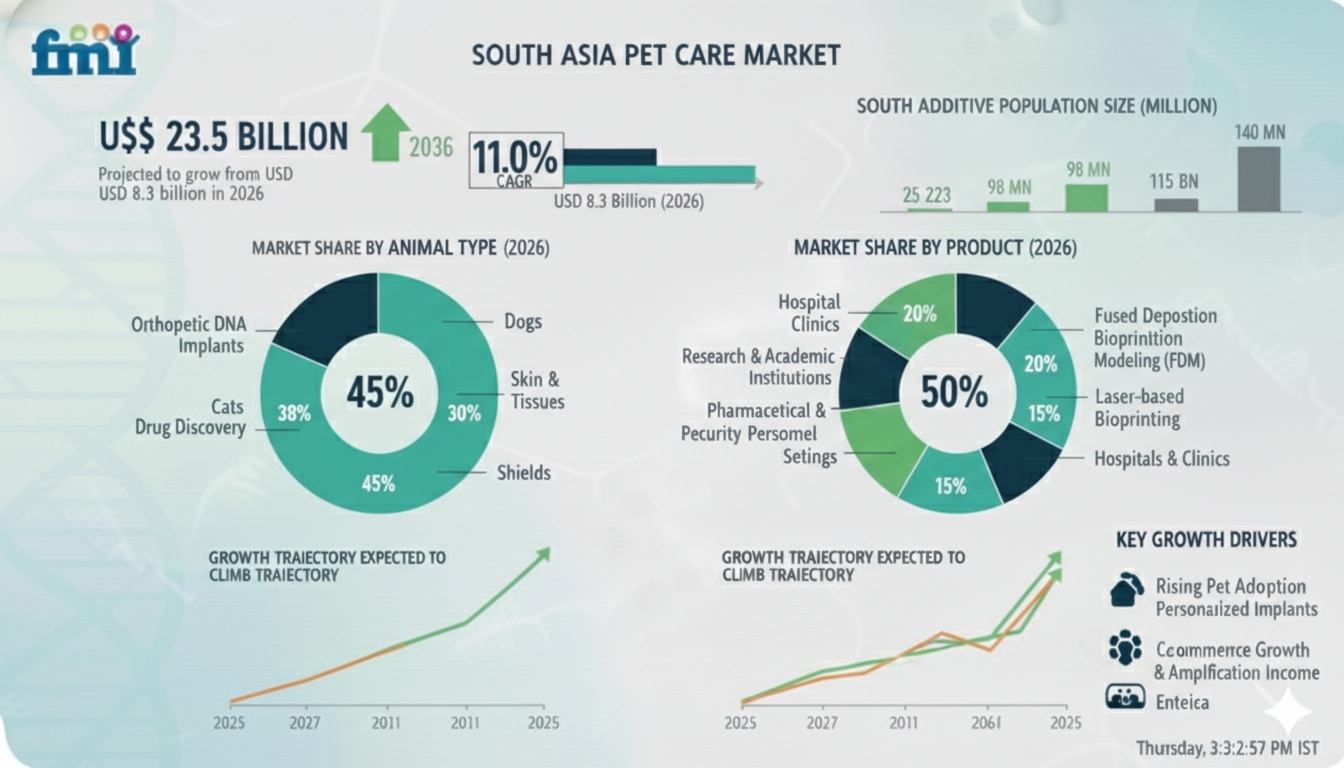 South Asia Pet Care Industry to Reach USD 23.5 Billion by 2036 at 11.0% CAGR