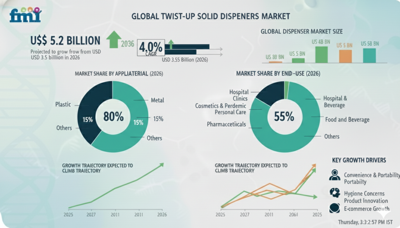 Twist-Up Solid Dispensers Market to Reach USD 5.2 Billion by 2036, Expanding at 4.0% CAGR