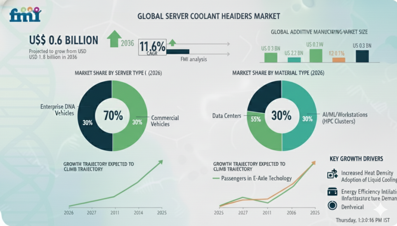 Server Coolant Headers Market to Reach USD 1.8 Billion by 2036 at 11.6% CAGR