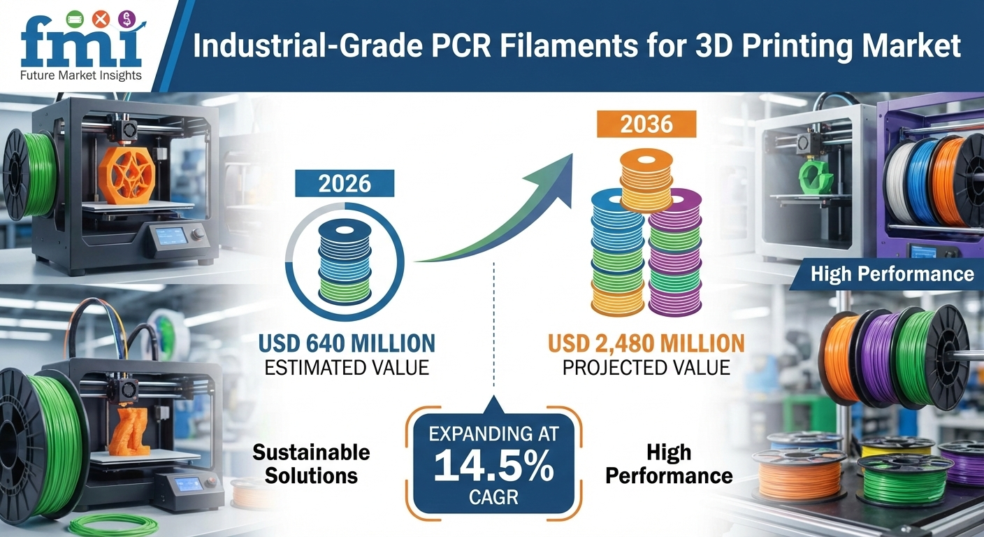 Industrial-Grade PCR Filaments for 3D Printing Market to Reach USD 2.48 Billion by 2036 Amid rapid AM industrialization