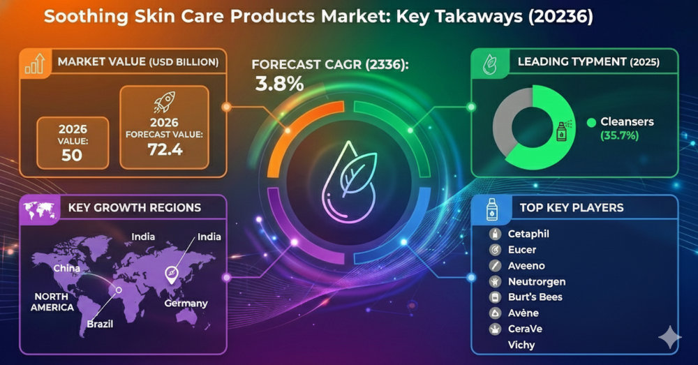 Soothing Skin Care Products Market Forecast 2026–2036: Market to Reach USD 72.4 Billion by 2036 at 3.8% CAGR