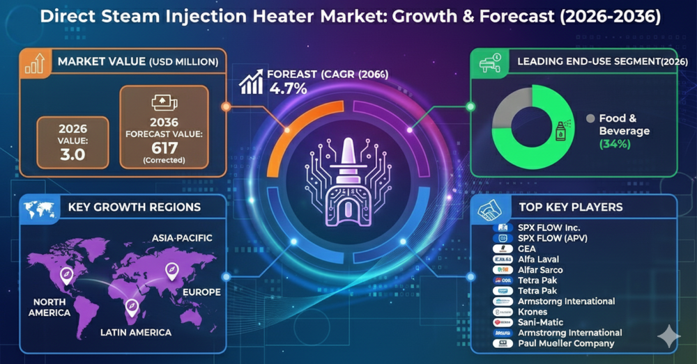 Direct Steam Injection Heater Market Forecast 2026–2036: Market to Reach USD 617 Million by 2036 at 4.7% CAGR