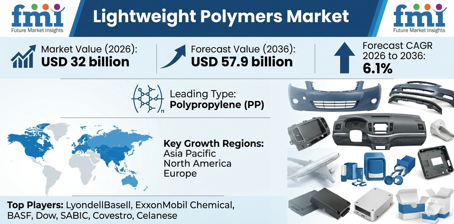 Lightweight Polymers Market Forecast 2026–2036: Market to Reach USD 57.9 Billion by 2036 at 6.1% CAGR