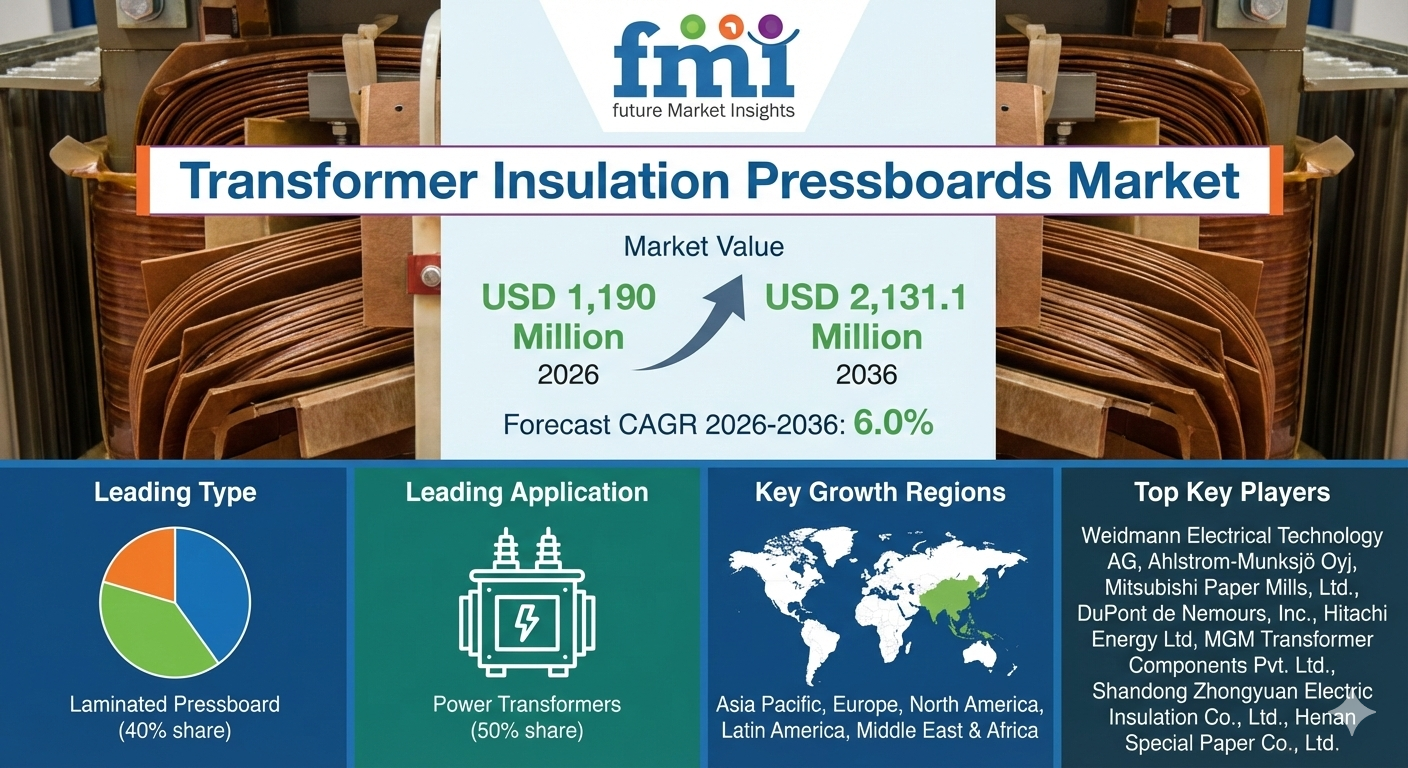 Transformer Insulation Pressboards Market Forecast 2026–2036: Market to Reach USD 2,131.1 Million by 2036 at 6.0% CAGR