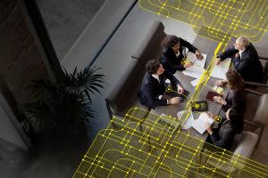 Executive team reviewing AI governance strategy in a modern Los Angeles office