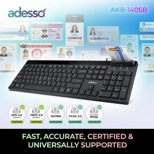 Adesso AKB-140SB Smart Card Reader Keyboard Certified and Universally Supported