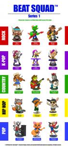 Images of Beat Squad's 15 series 1 collectible figures used to make beats using an app