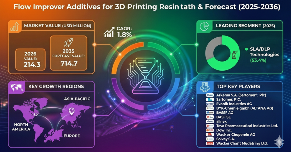 Flow Improver Additives for 3D Printing Resins Market Forecast 2036: Market to Reach USD 714.7 Mn by 2036 at 12.8% CAGR