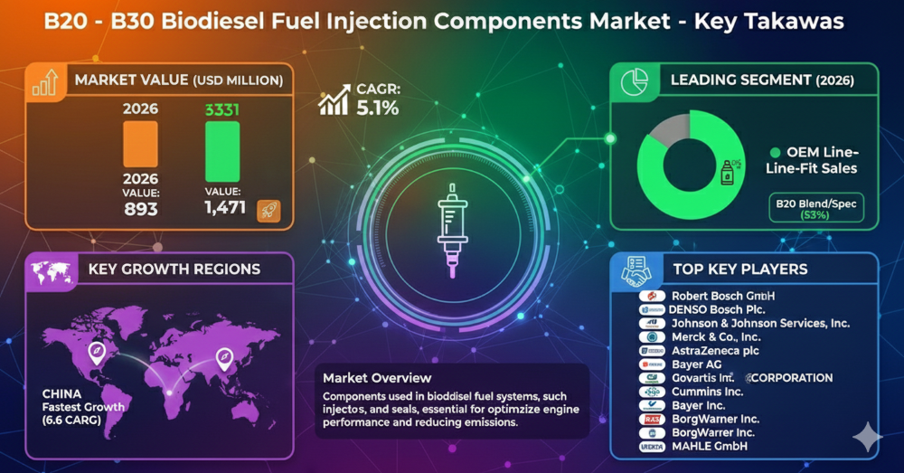 B20 – B30 Biodiesel Fuel Injection Components Market Forecast 2036: Market to Reach USD 1,471 Mn by 2036 at 5.1% CAGR
