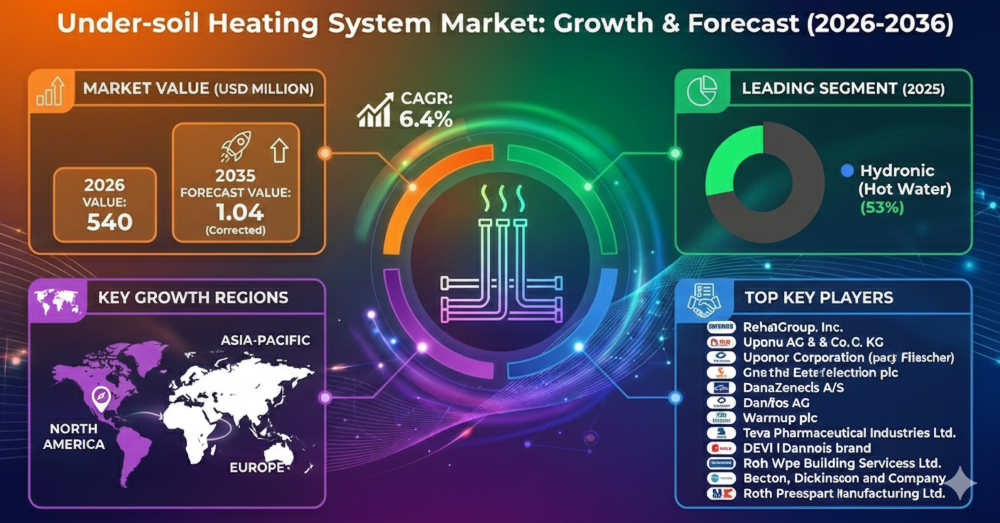 Under-soil Heating System Market Forecast 2026–2036: Market to Reach USD 1,004 Million by 2036 at 6.4% CAGR