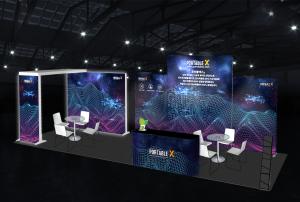 Perspective view of the PortableX booth at DSK 2026 | Image provided by PortableX