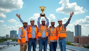 commercial roofers in raleigh nc celebrating their award of best commercial contractor in North Carolina