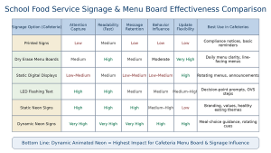 Comparison Signage Effectivity Options