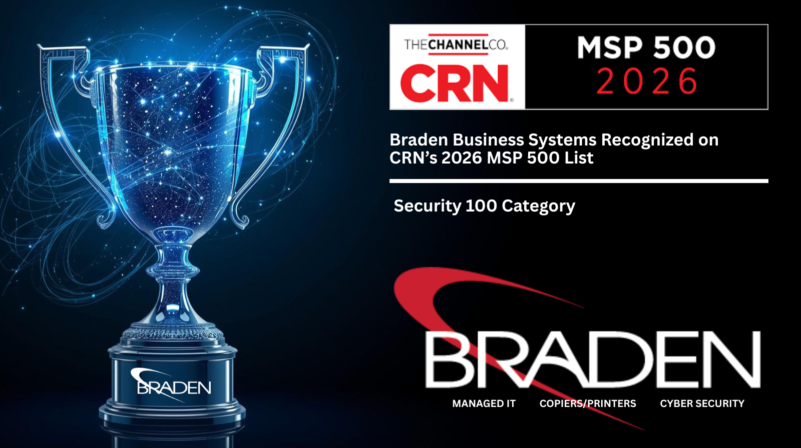 Braden Business Systems Named to CRN’s 2026 MSP 500 List in the Security MSP 100 Category