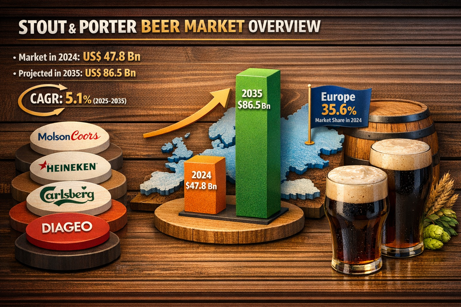 Global Stout and Porter Beer Market to Reach US$ 86.5 Bn by 2035 Amid Rising Craft Beer Demand | TMR