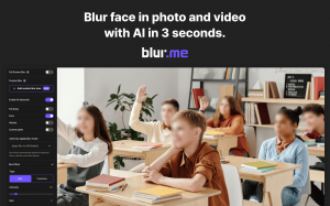 Classroom video with student faces blurred by BlurMe to protect privacy in a U.S. K-12 school setting.