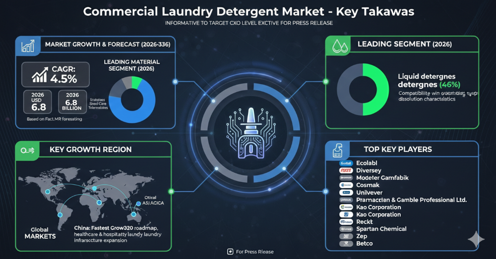 Commercial Laundry Detergent Market Forecast 2026–2036: Market to Reach USD 9.8 Billion by 2036 at 4.5% CAGR