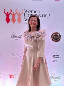 Laura Somma, the founder of The Wedding Privé, at a luxury event in Dubai, representing global wedding excellence.