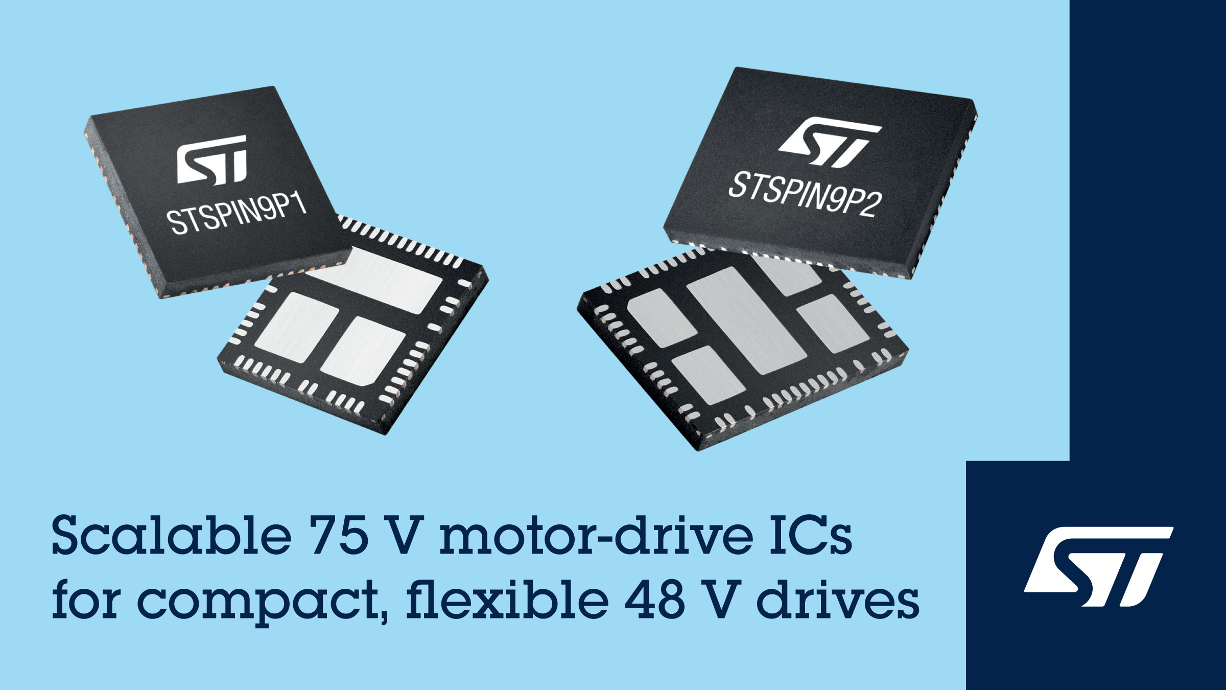 STMicroelectronics reveals 75V STSPIN motor-drive ICs for scalable industrial drives