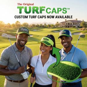 ATENTED TURF CAPS and VISORS ARE IDEAL FOR BRANDING & CORPORATE SPONSORS