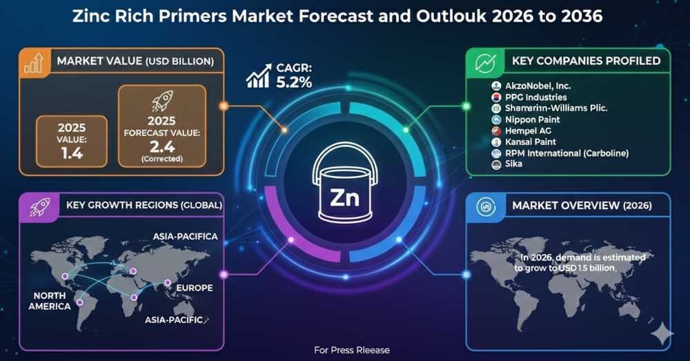 Zinc Rich Primers Market Forecast 2026–2036: Market to Reach USD 2.4 Billion by 2036 at 5.2% CAGR