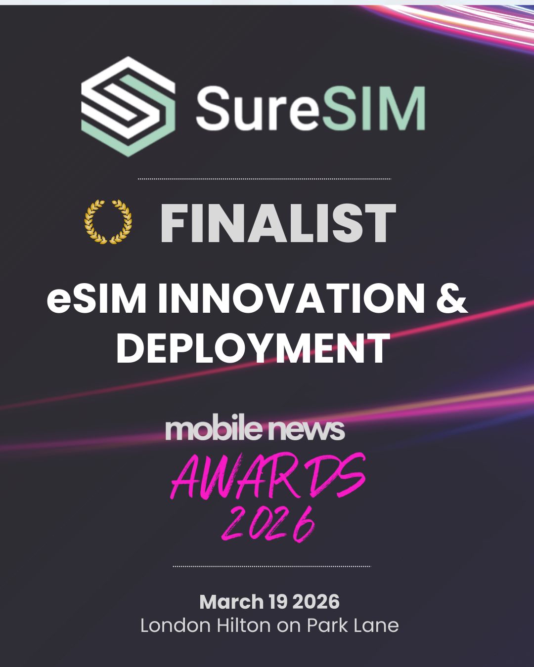 SureSIM Shortlisted as Finalist at Mobile News Awards 2026