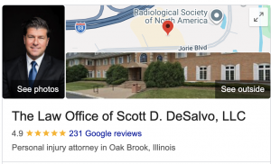 Injury lawyer Scott DeSalvo 4.9 Star Reviews on Google