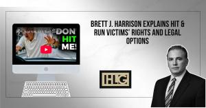New York attorney Brett J. Harrison of The Harrison Law Group, P.C. and computer video screen showing hit and run accident explainer video thumbnail.