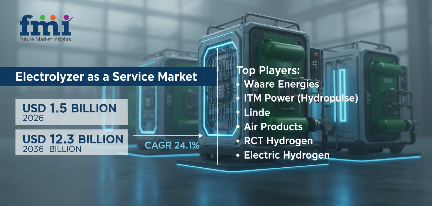 Electrolyzer as a Service Market Forecast 2026–2036: Market to Reach USD 12.3 Billion by 2036 at 24.1% CAGR