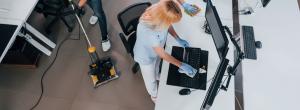 commercial cleaning crew cleaning office