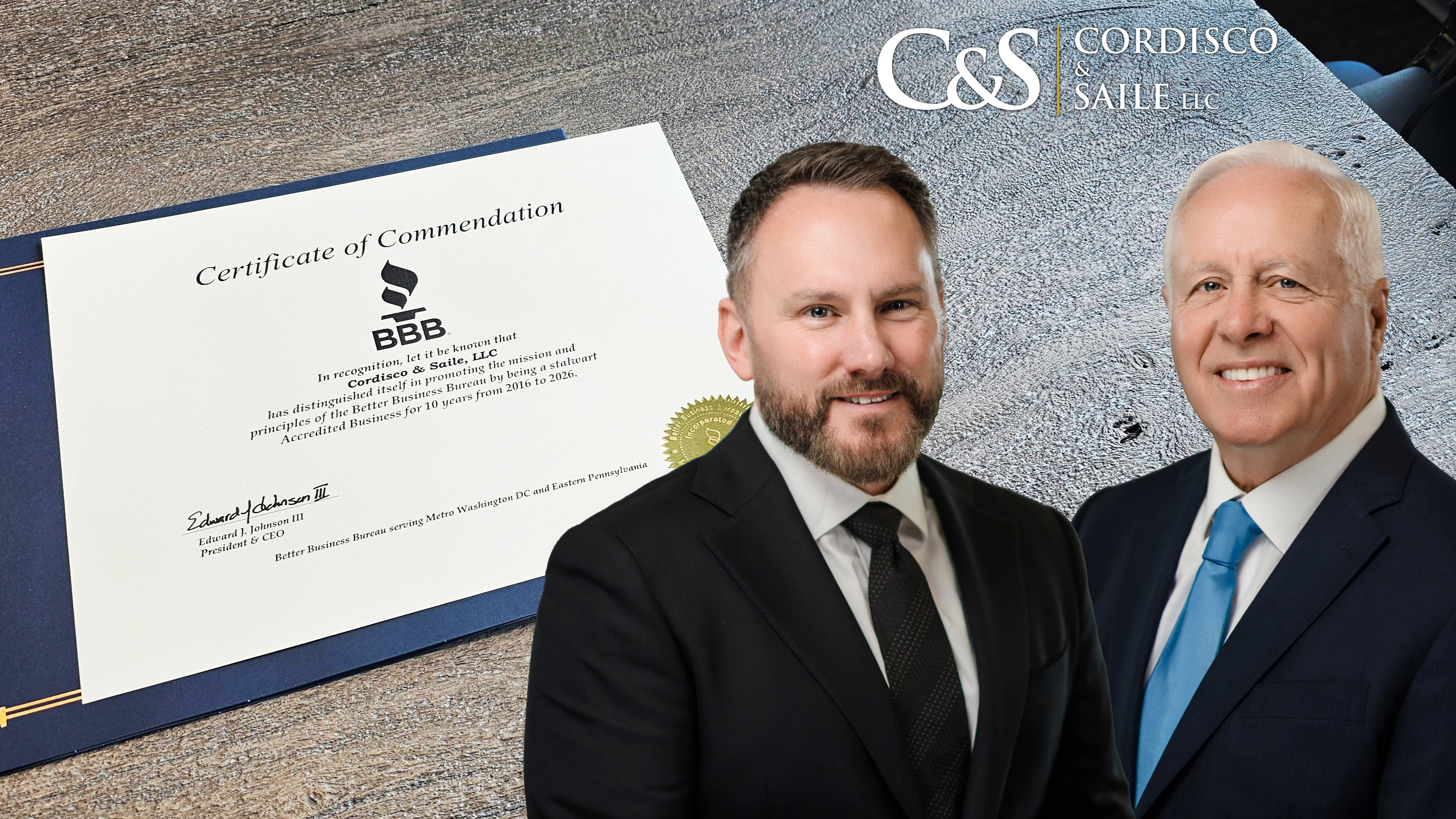 Cordisco & Saile Celebrates Ten Years of A+ Better Business Bureau Accreditation