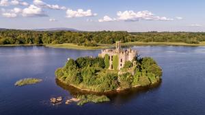 A castle on the water in Lough Key, Ireland