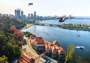 Visualisation of an active low-altitude economy over the Perth CBD and River area