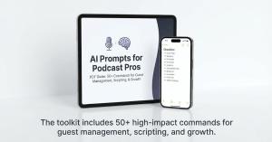 AI Prompts for Podcast Pros digital toolkit bundle mockup.