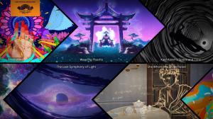 Dome Fest West 2026 Spotlights Visionary Artists Expanding the Boundaries of Fulldome Cinema 10 Thumbnails of screenshots from filims Resolution, Weaving Plasma, James Hood's Astronomica, Kael Alden's Space and Time, all in a collage.