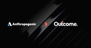 The Anthropogenic company logo transitions to the new logo, Outcome.