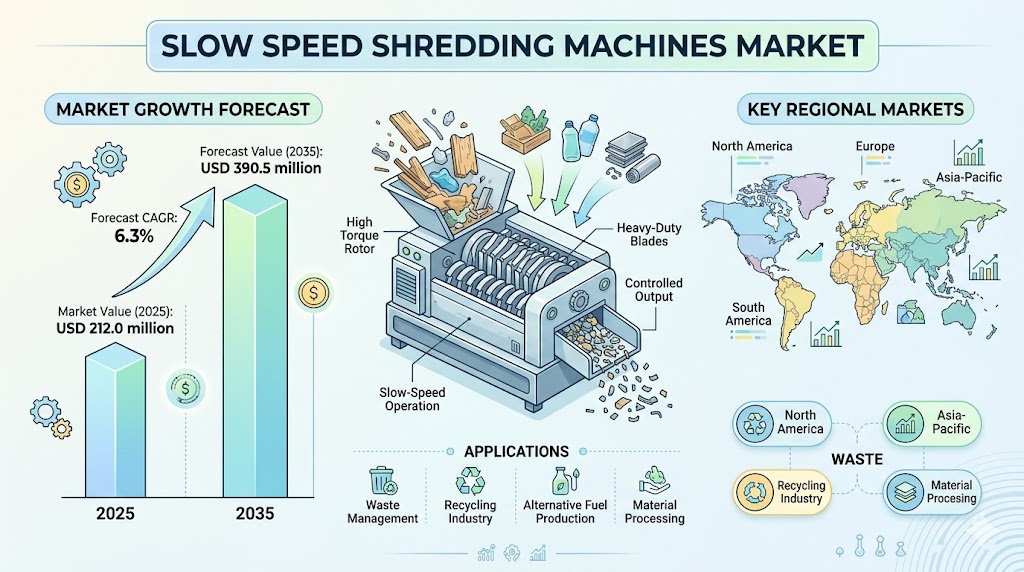 Global Slow Speed Shredding Machines Market to Reach USD 390.5 Million by 2035 Amid Rising Recycling Demand