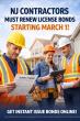 New Jersey Home Improvement and Elevation Contractors Must Renew License Bonds to Remain Active