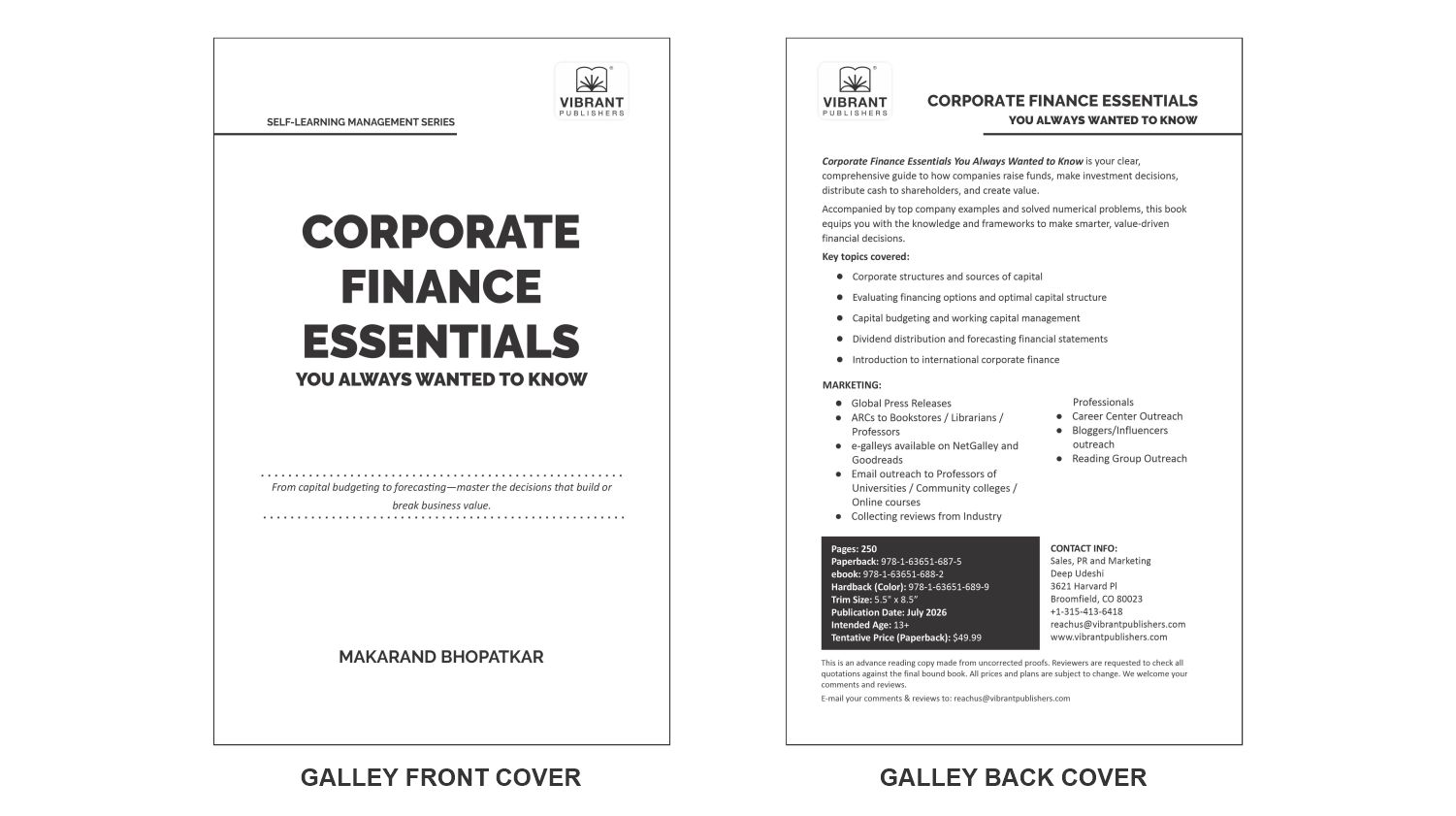 Vibrant’s New Galley Corporate Finance Essentials Is A Practical Guide to Raising Funds, Investments, and Distribution