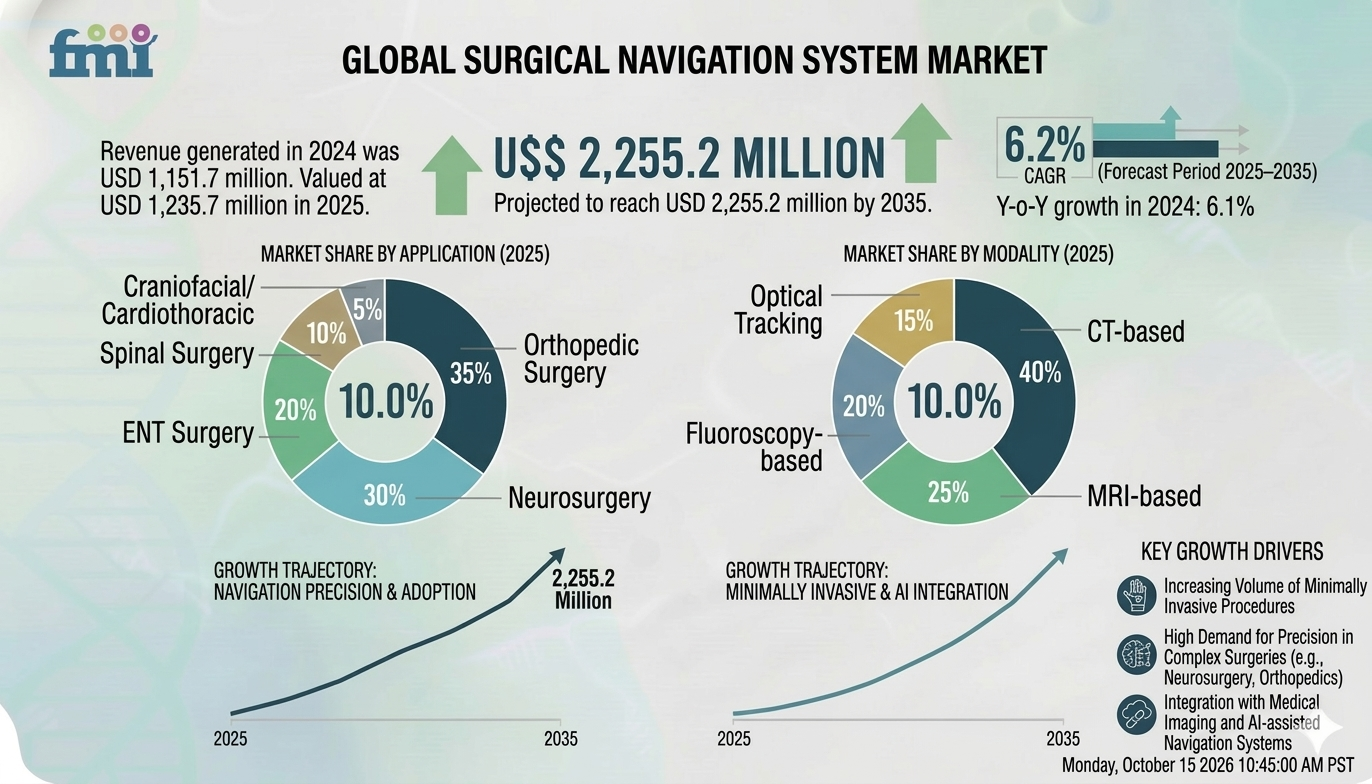 Surgical Navigation System Market Forecast 2026–2036: Market to Reach USD 2,255.2 Million by 2035 at 6.2% CAGR