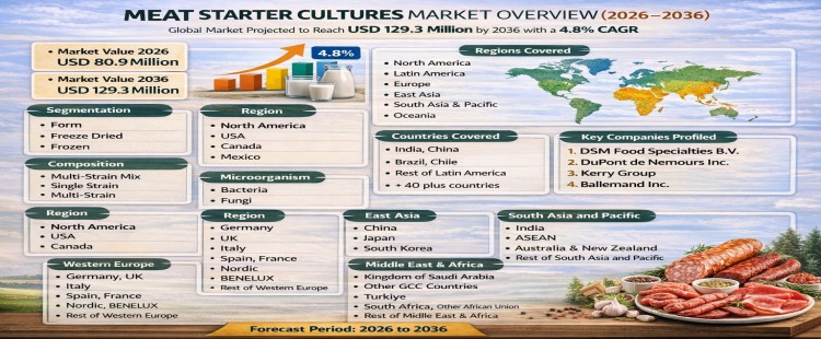 Meat Starter Cultures Market to Reach USD 129.3 Million by 2036 on Fermentation Innovation By FMI